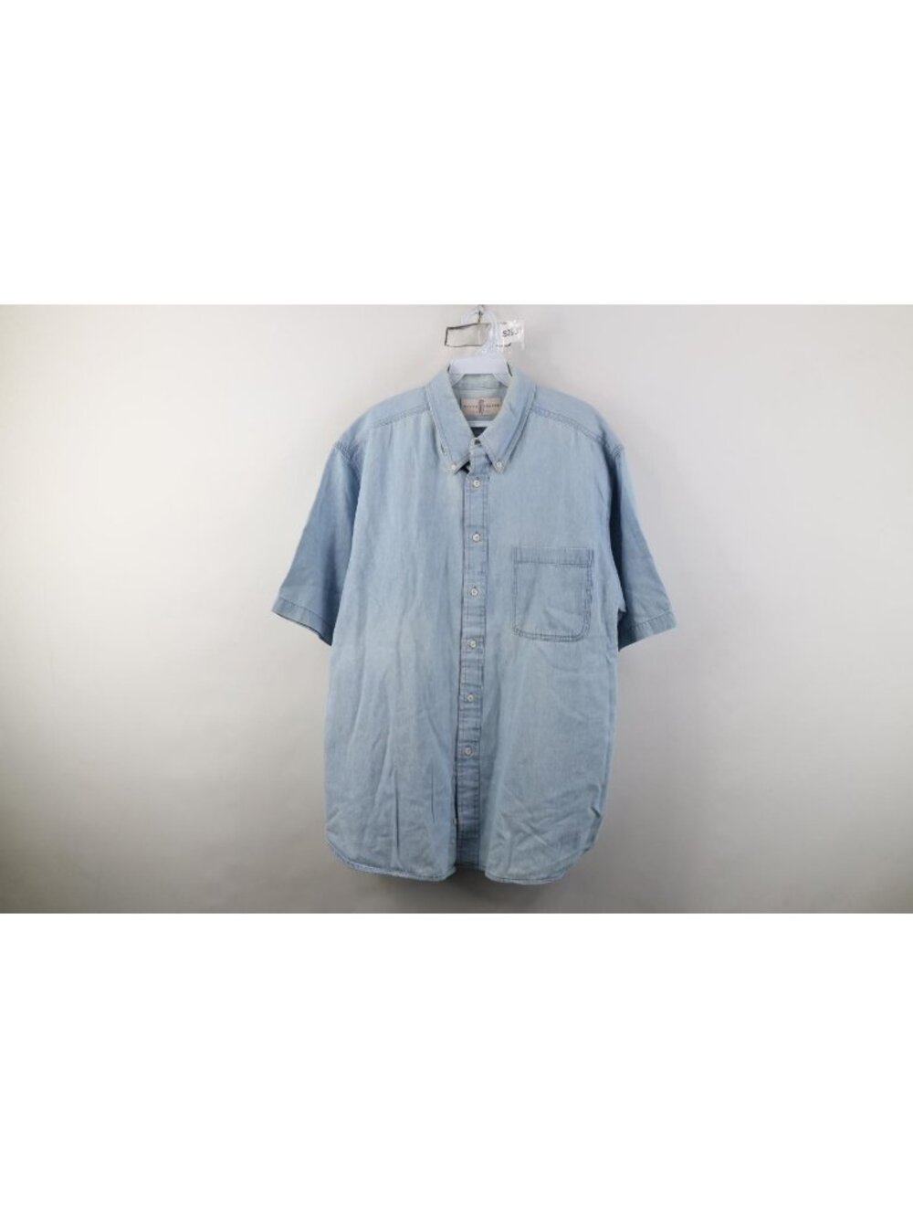 Vintage 90s Streetwear Mens Large Baggy Denim Jean Collared Button Down Shirt